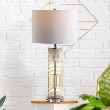 Genevieve 30" Glass/Crystal LED Table Lamp - JONATHAN Y